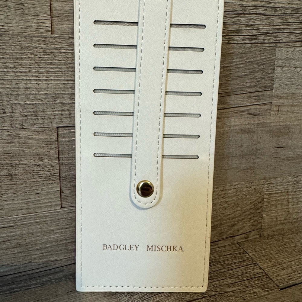 Badgley Mischka Cream Card Holder with Strap